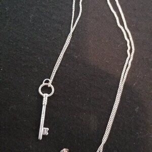 925 silver key pendant for tiffany heart necklace includes chain